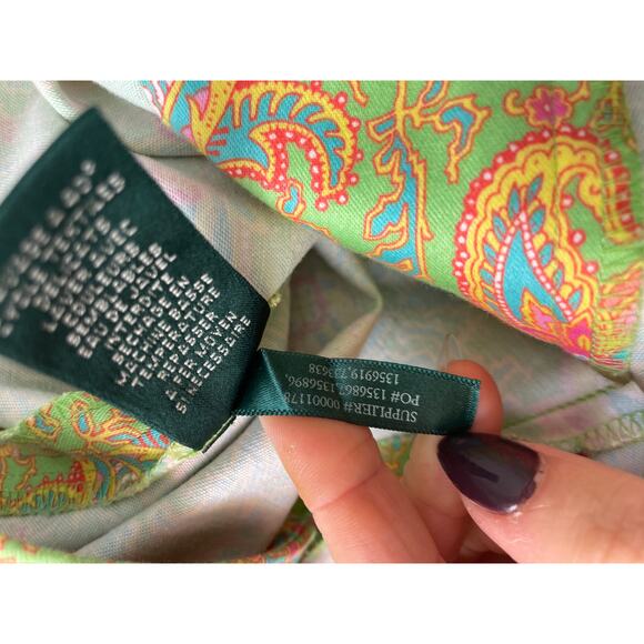 Lauren Ralph Lauren Women's Paisley Pants Size 12 Trousers Bright Spring Easter - Picture 10 of 16